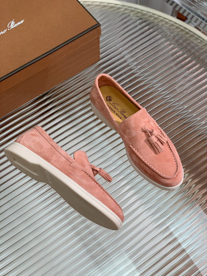 lp dot sole walk loafer brownish pink suede