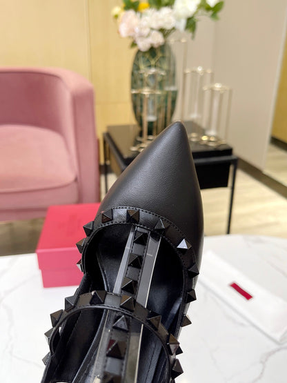 Valentino Rockstud Caged Pumps 95mm Black Beige Leather