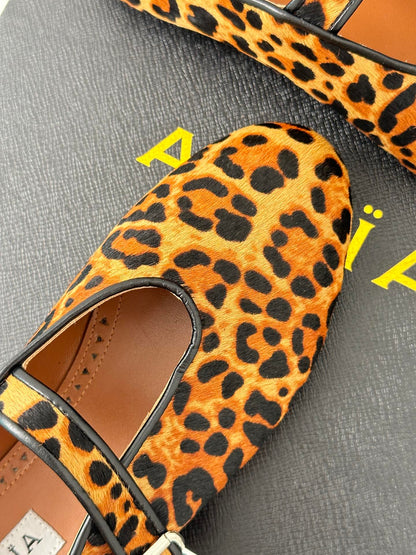Alaia 25 Mary Jane Ballet Flat Leopard Calfskin 293239