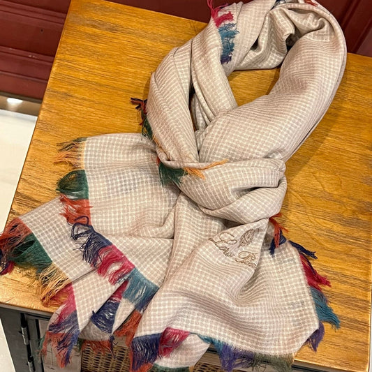 LP Scarf 190 CM In Light Beige Colorful Waffle Fabric Woven 975483