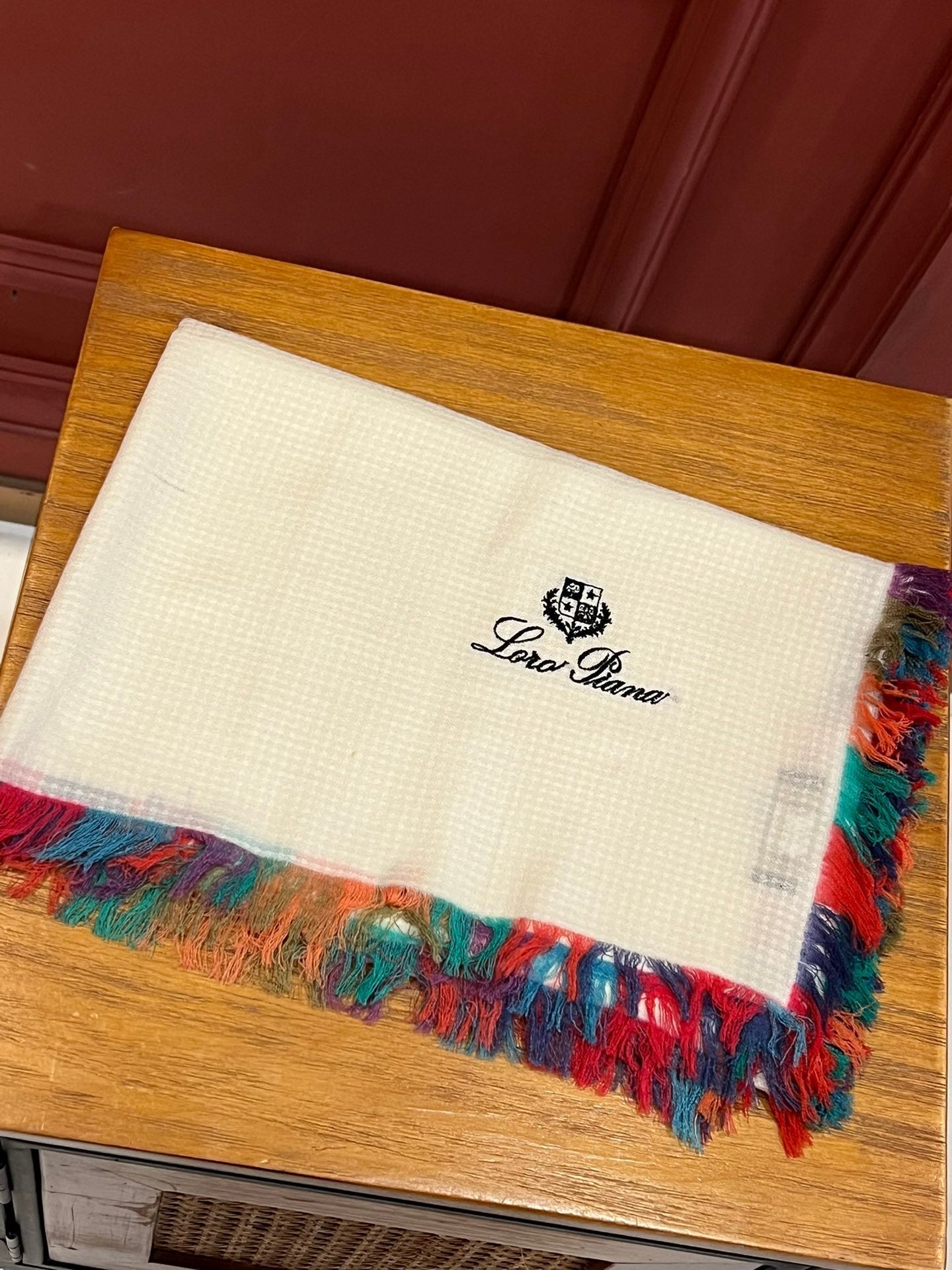 LP Scarf 190 CM In White Colorful Waffle Fabric Woven 975484