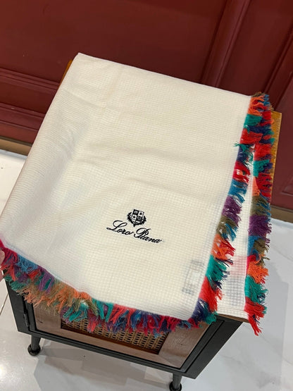 LP Scarf 190 CM In White Colorful Waffle Fabric Woven 975484