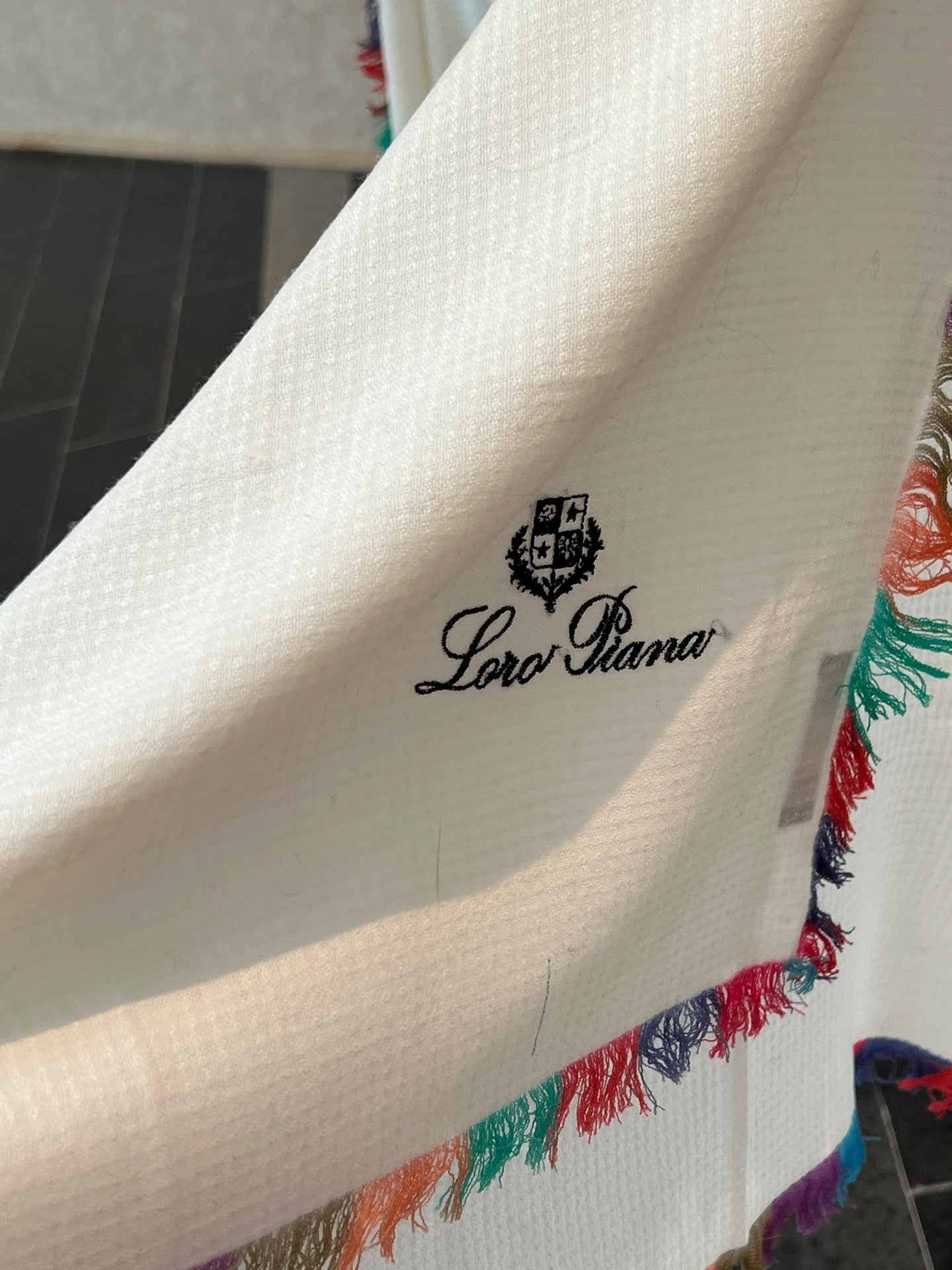 LP Scarf 190 CM In White Colorful Waffle Fabric Woven 975484