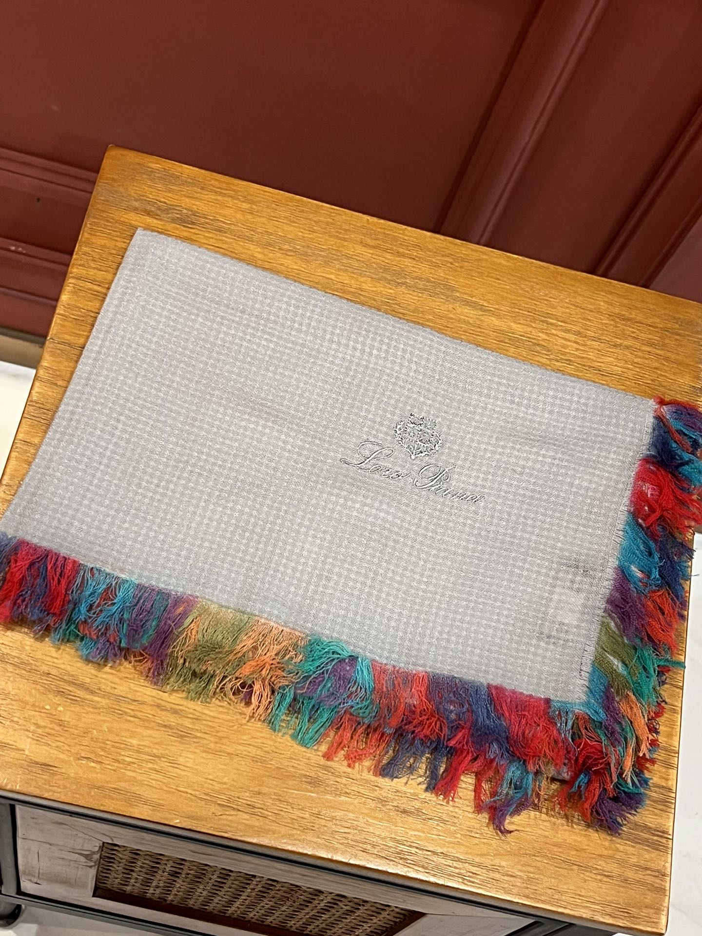 LP Scarf 190 CM In Light Grey Colorful Waffle Fabric Woven 975485