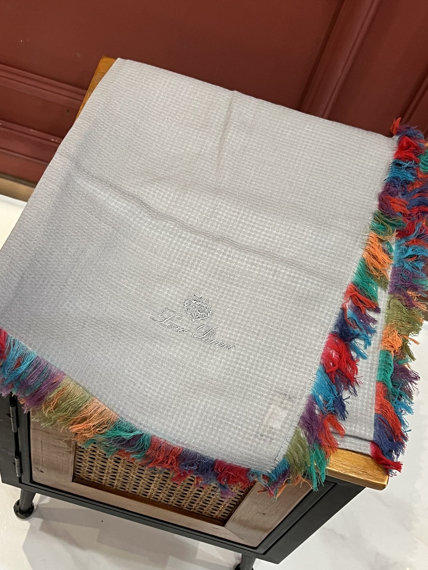 LP Scarf 190 CM In Light Grey Colorful Waffle Fabric Woven 975485