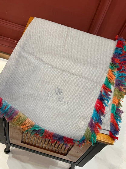 LP Scarf 190 CM In Light Grey Colorful Waffle Fabric Woven 975485