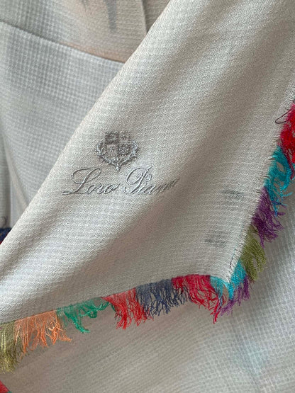 LP Scarf 190 CM In Light Grey Colorful Waffle Fabric Woven 975485