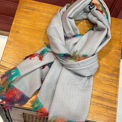 LP Scarf 190 CM In Light Grey Colorful Waffle Fabric Woven 975485