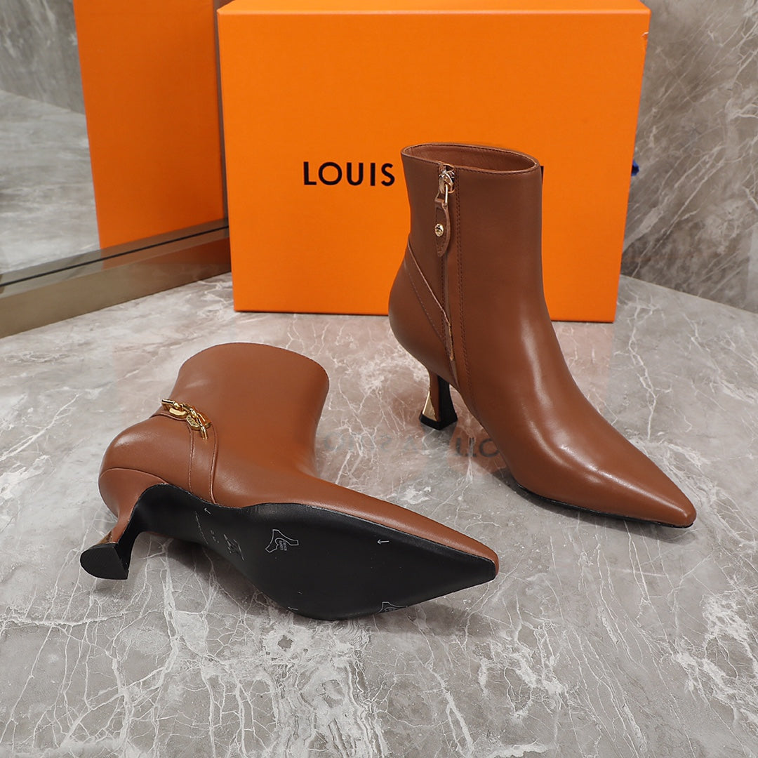 LV Sparkle Ankle Boot 65mm Brown Lambskin