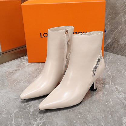 LV Sparkle Ankle Boot 65mm Beige Lambskin