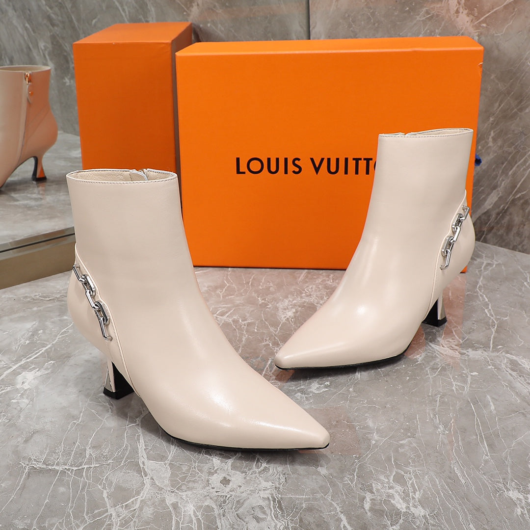 LV Sparkle Ankle Boot 65mm Beige Lambskin