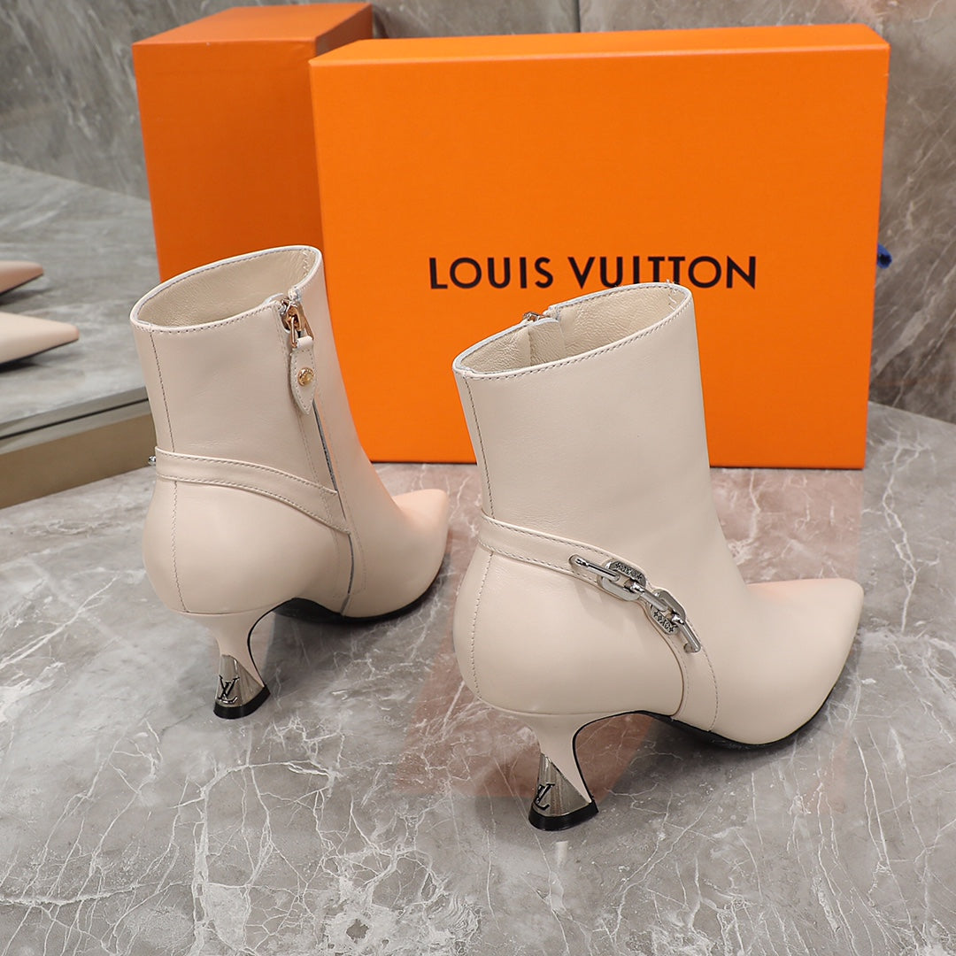 LV Sparkle Ankle Boot 65mm Beige Lambskin