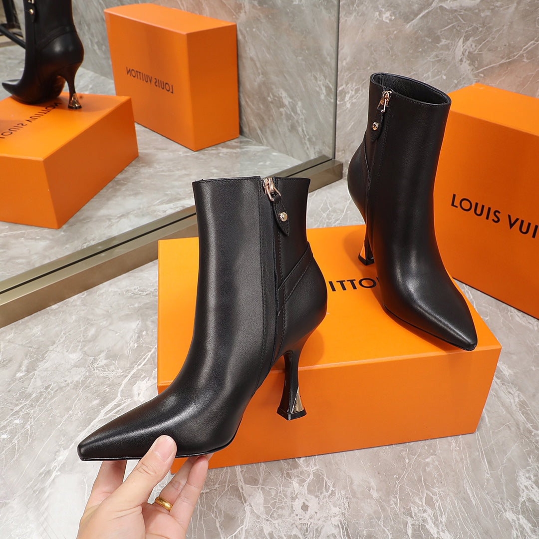 LV Sparkle Ankle Boot 95mm Black Lambskin