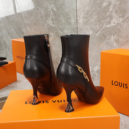 LV Sparkle Ankle Boot 95mm Black Lambskin