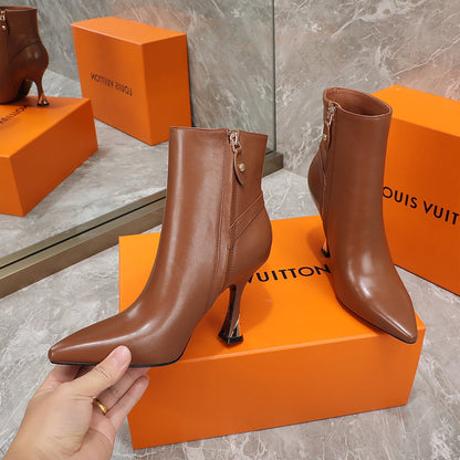 LV Sparkle Ankle Boot 95mm Brown Lambskin
