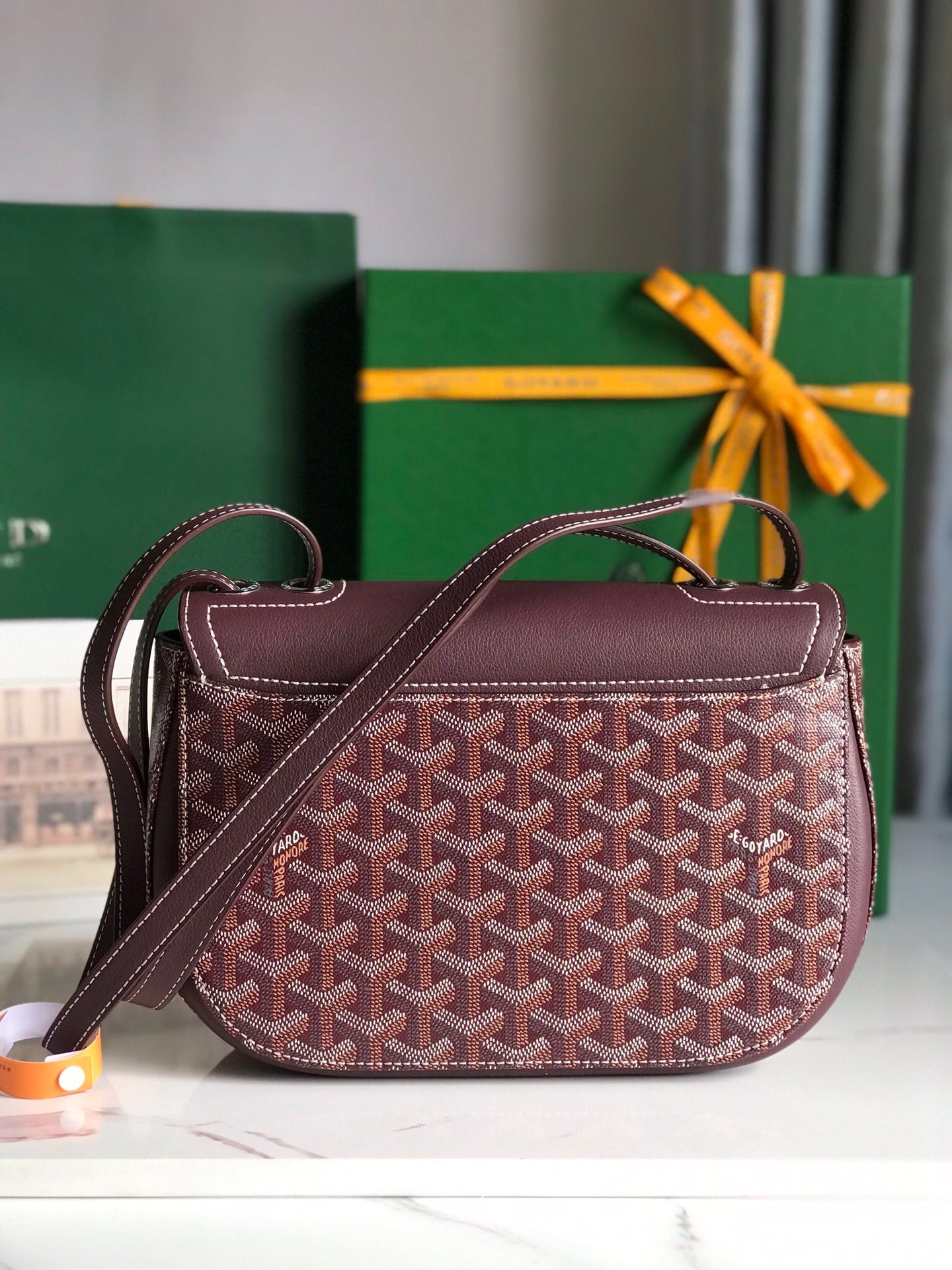 233 BAG 25 IN WINE RED CALFSKIN AND GOYARDINE CANVAS