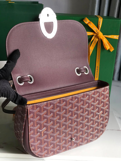233 BAG 25 IN WINE RED CALFSKIN AND GOYARDINE CANVAS