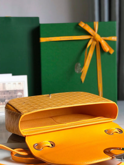 233 BAG 25 IN YELLOW CALFSKIN AND GOYARDINE CANVAS