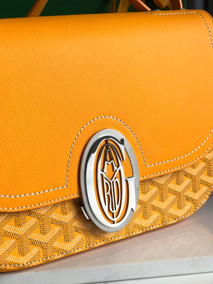 233 BAG 25 IN YELLOW CALFSKIN AND GOYARDINE CANVAS