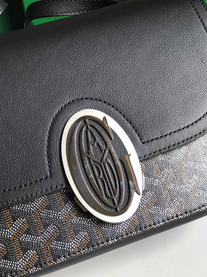 233 BAG 25 IN BLACK CALFSKIN AND GOYARDINE CANVAS