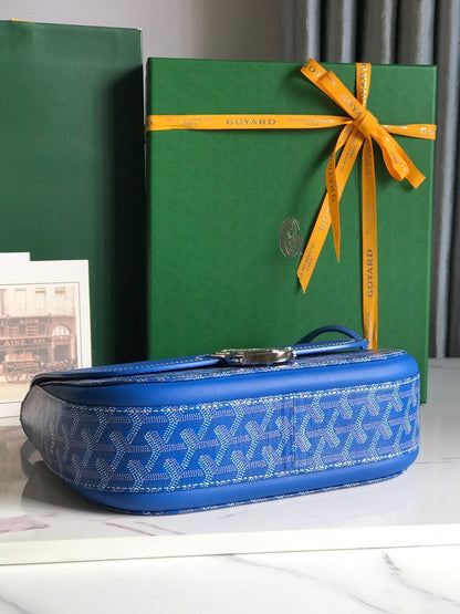 233 BAG 25 IN SAPPHIRE BLUE CALFSKIN AND GOYARDINE CANVAS