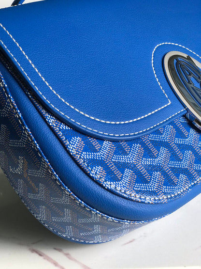 233 BAG 25 IN SAPPHIRE BLUE CALFSKIN AND GOYARDINE CANVAS