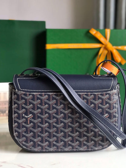 233 BAG 25 IN NAVY BLUE CALFSKIN AND GOYARDINE CANVAS