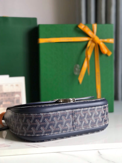 233 BAG 25 IN NAVY BLUE CALFSKIN AND GOYARDINE CANVAS
