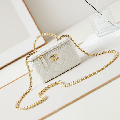 24a vanity 17cm white lambskin gold hardware