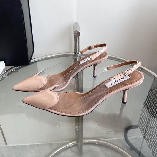 alaia slingbacks 60 optic pink heart lambskin