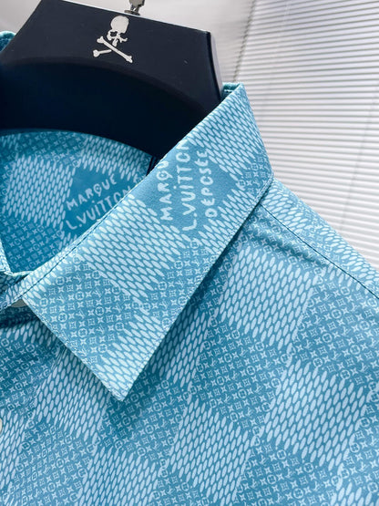 LV BLUE DAMIER LONG-SLEEVED SHIRT 238816