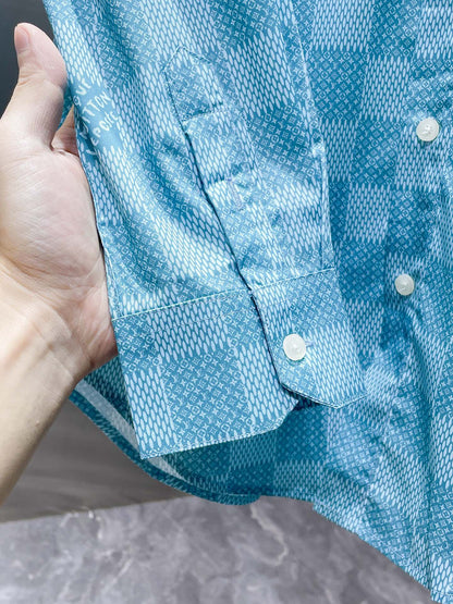 LV BLUE DAMIER LONG-SLEEVED SHIRT 238816