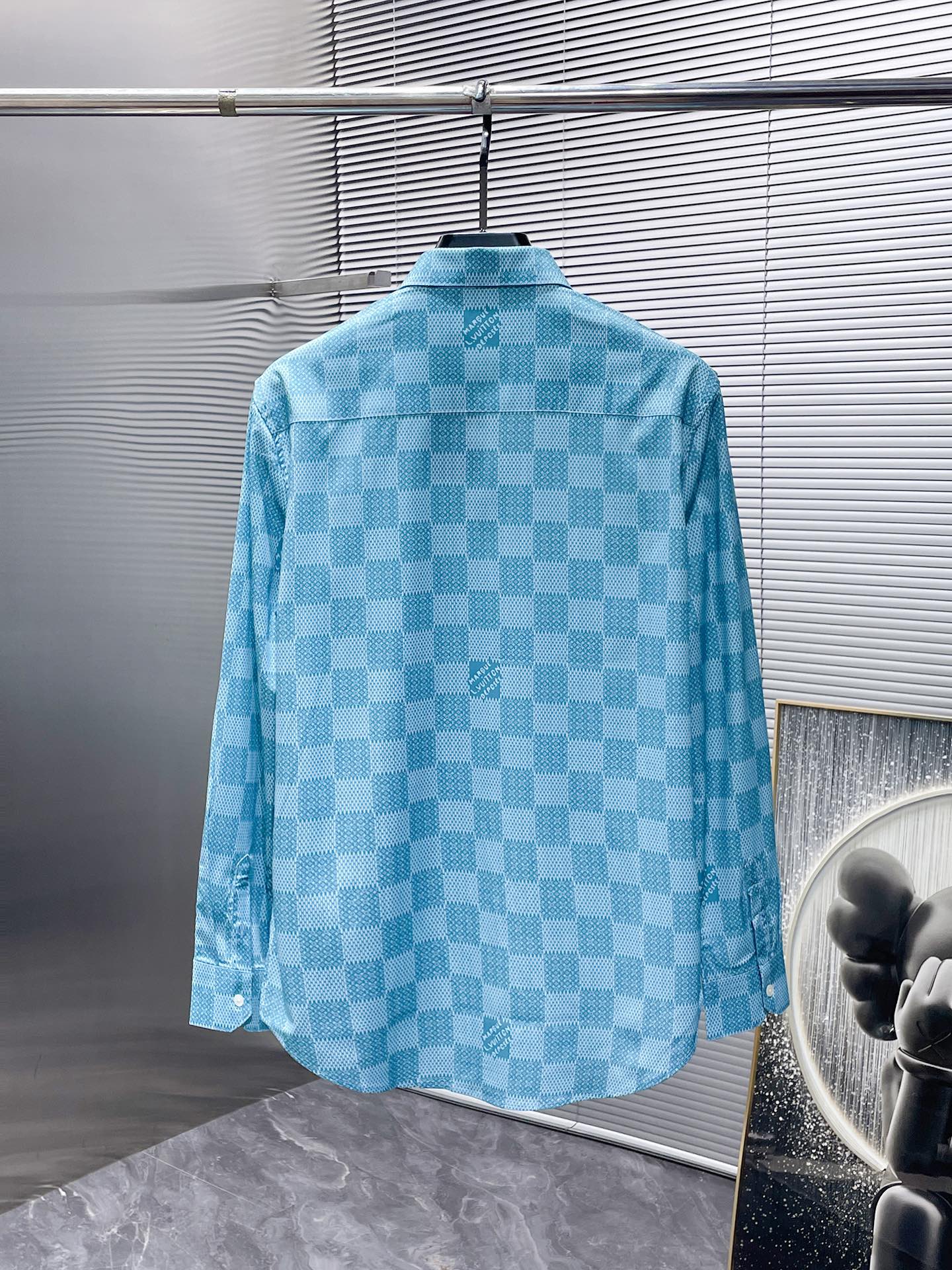 LV BLUE DAMIER LONG-SLEEVED SHIRT 238816