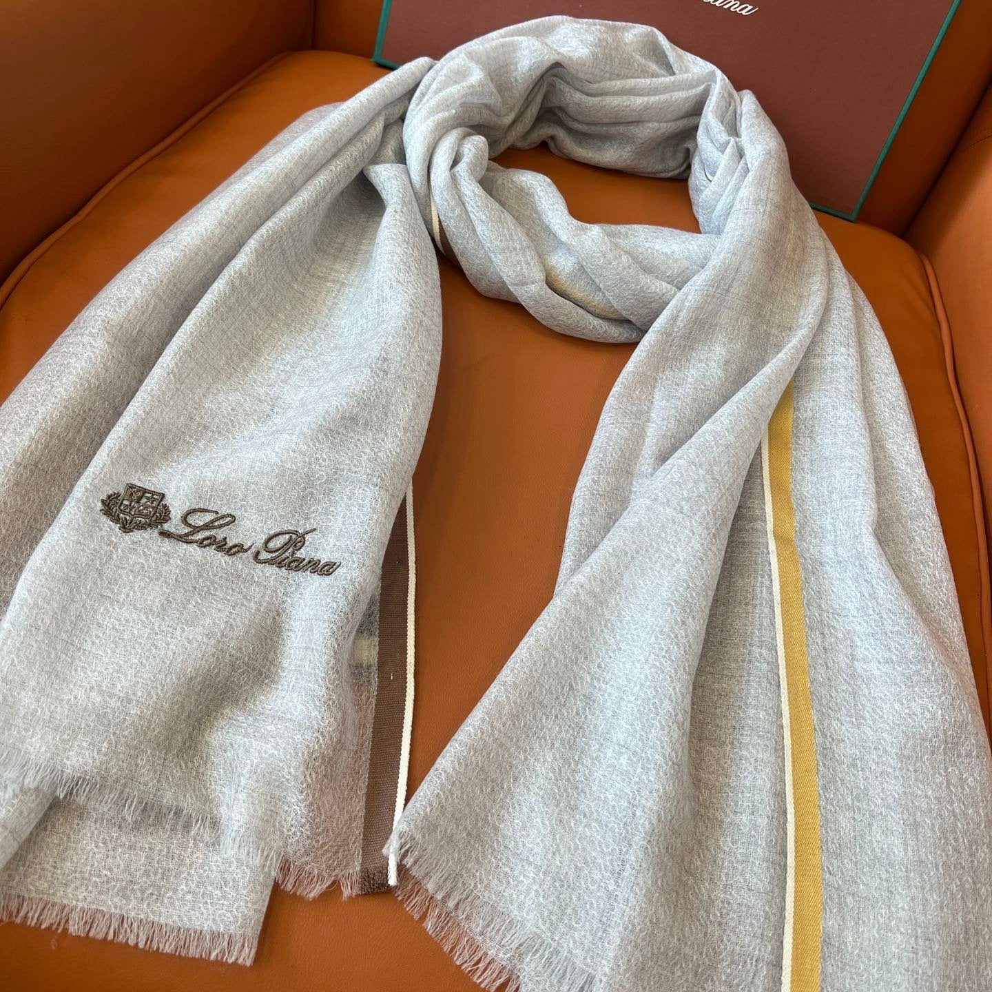 LP Quadrata Rainbow Scarf 210 CM In Grey Thin Silk Woven With Wool 428590