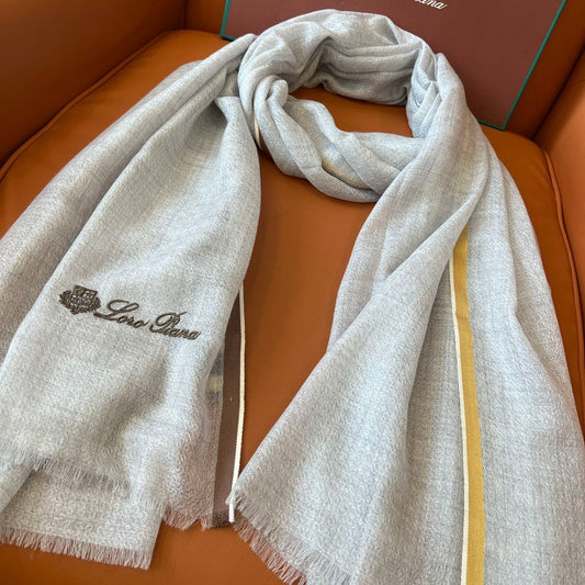 LP Quadrata Rainbow Scarf 210 CM In Grey Thin Silk Woven With Wool 428590