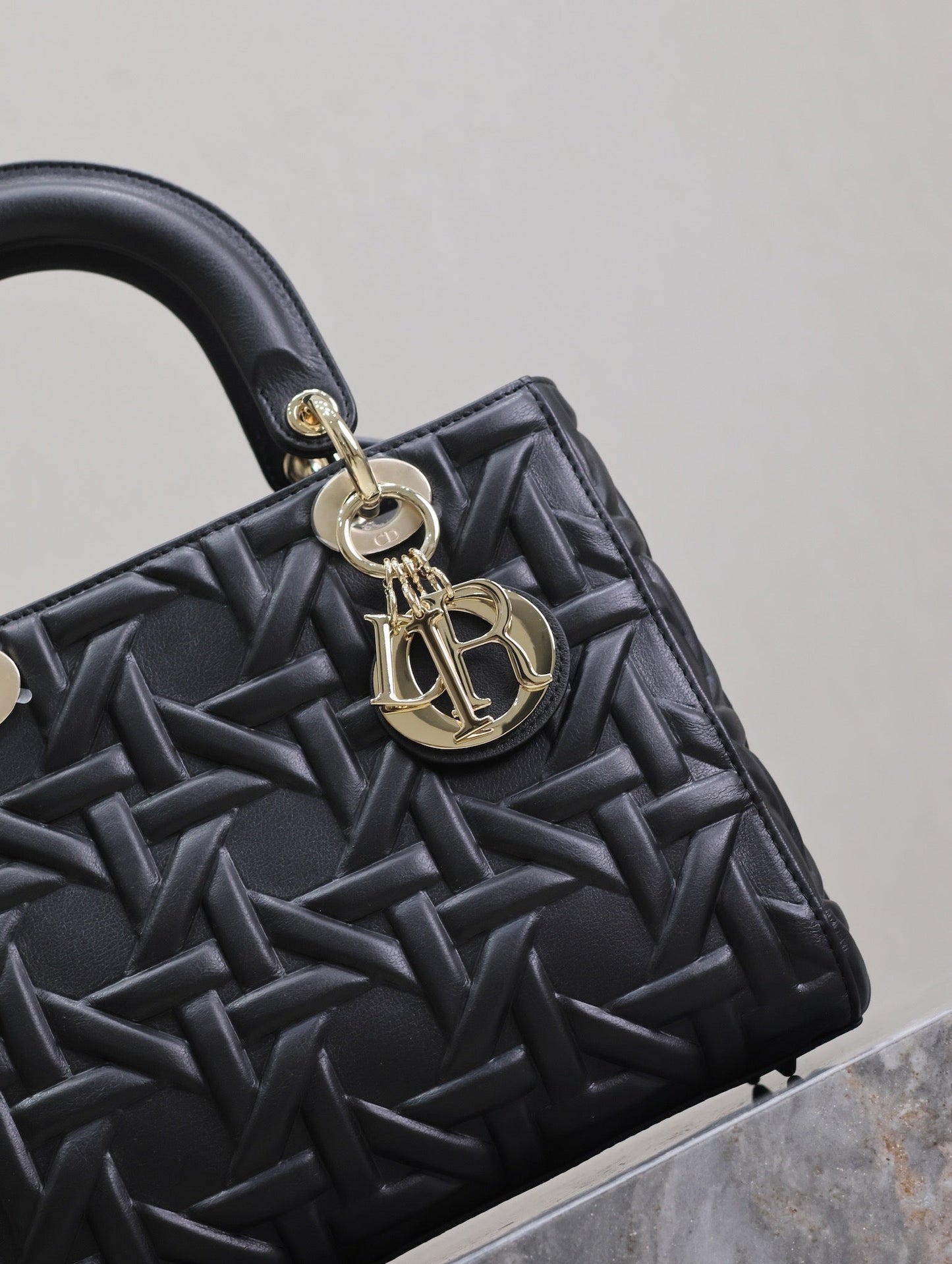 Lady Bag 20cm Black Graphic Lambskin