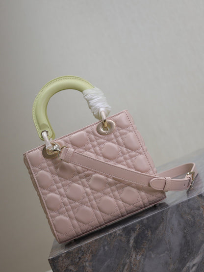 Lady Bag 17cm Pink Pale Green Lambksin
