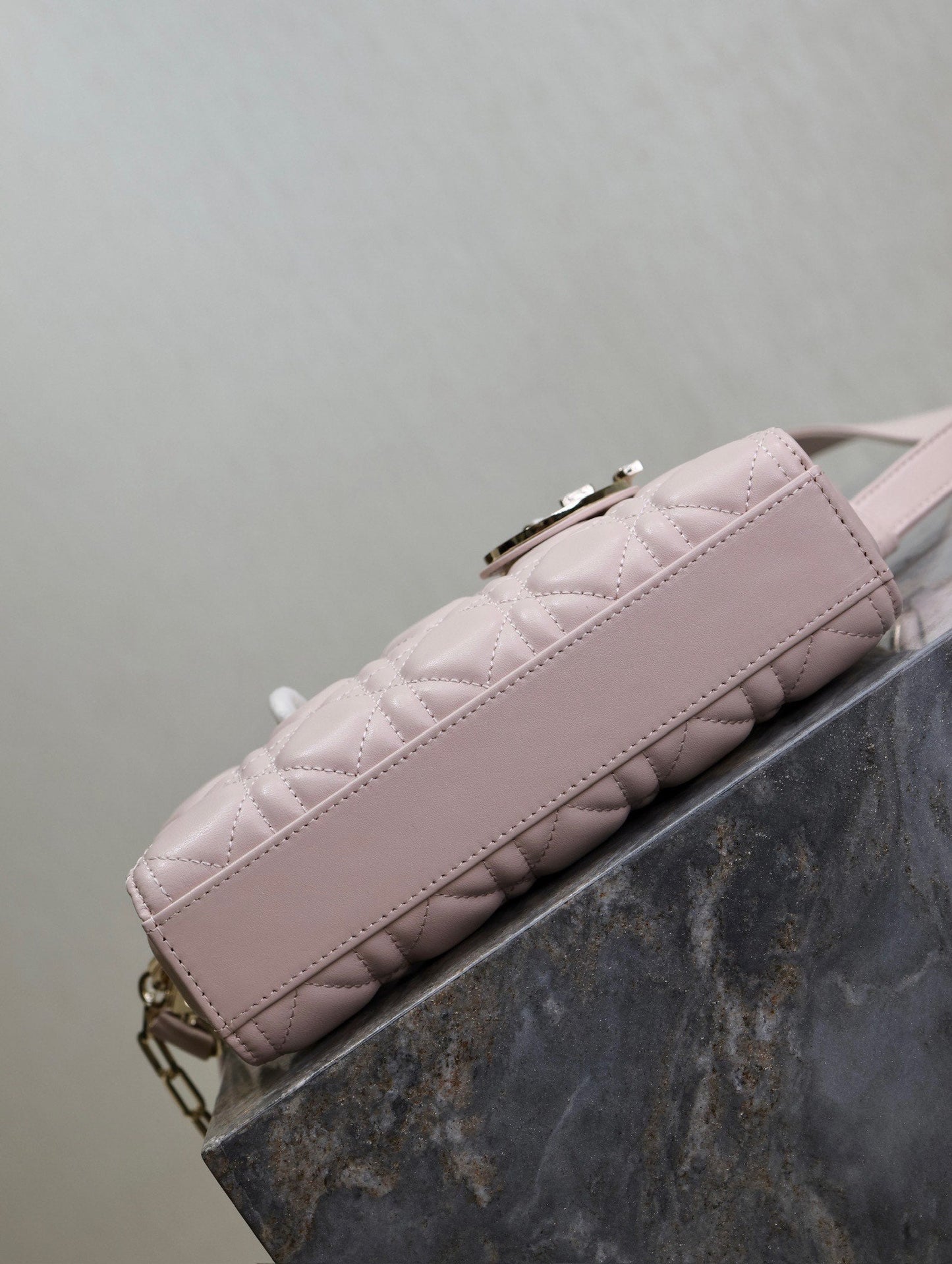 Lady D-Joy Bag 22 Pink Pale Green Lambskin