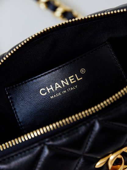 CC 24K Bowling Bag 25cm Black Waxed Lambskin