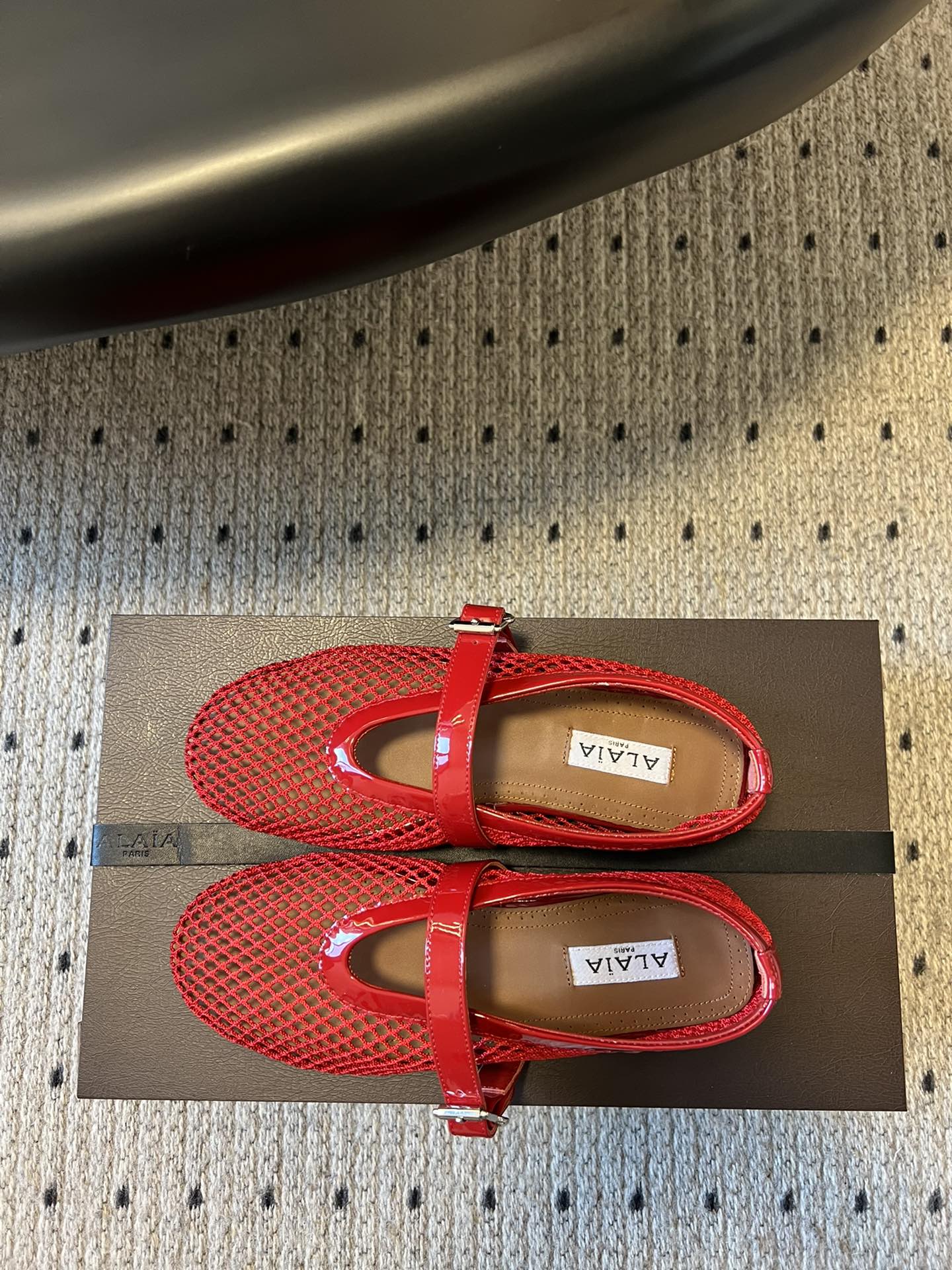 Alaia 25 Women's Ballet Flat Red Sheepskin 303702