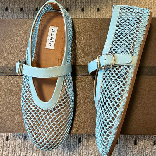 Alaia 25 Women's Ballet Flat Lagoon Green Sheepskin 303705