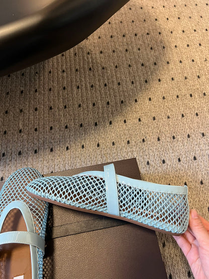 Alaia 25 Women's Ballet Flat Lagoon Green Sheepskin 303705