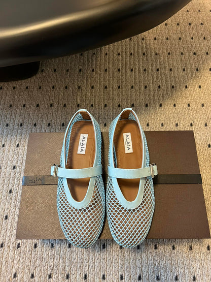 Alaia 25 Women's Ballet Flat Lagoon Green Sheepskin 303705