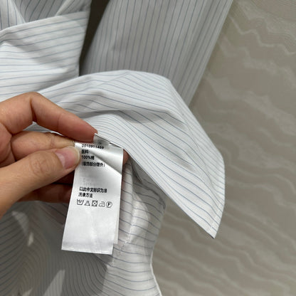 Loewe Pinstriped Shirt Dress White Cotton
