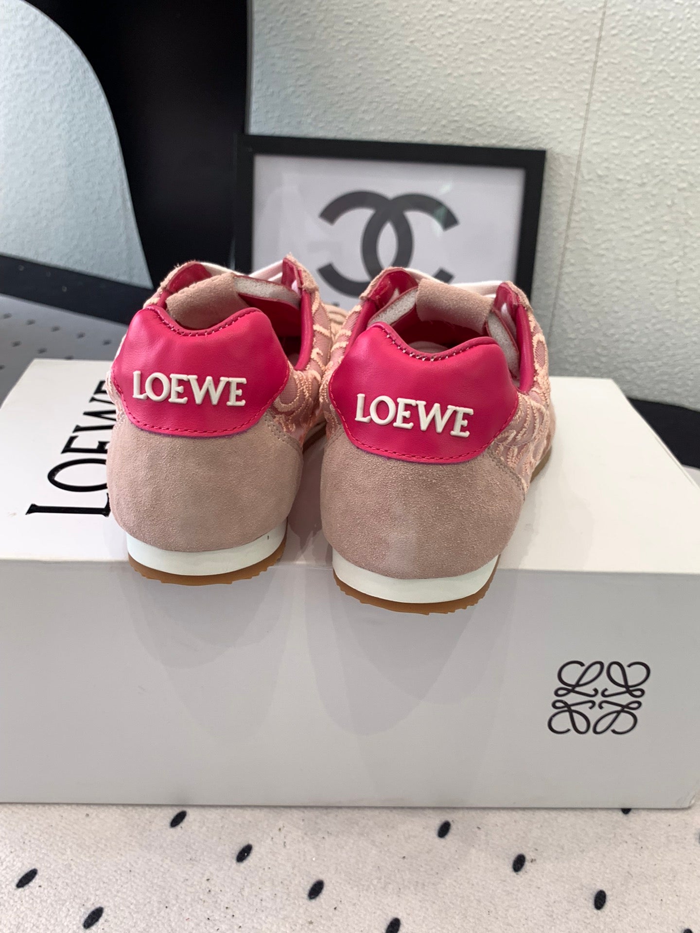 Loewe 25 Runner Sneaker Pink Mesh Suede