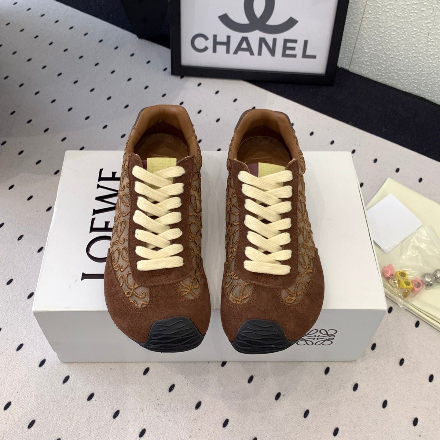 Loewe 25 Runner Sneaker Brown Mesh Suede