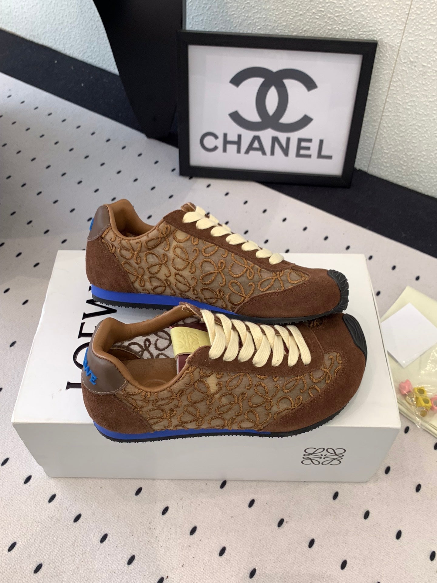 Loewe 25 Runner Sneaker Brown Mesh Suede