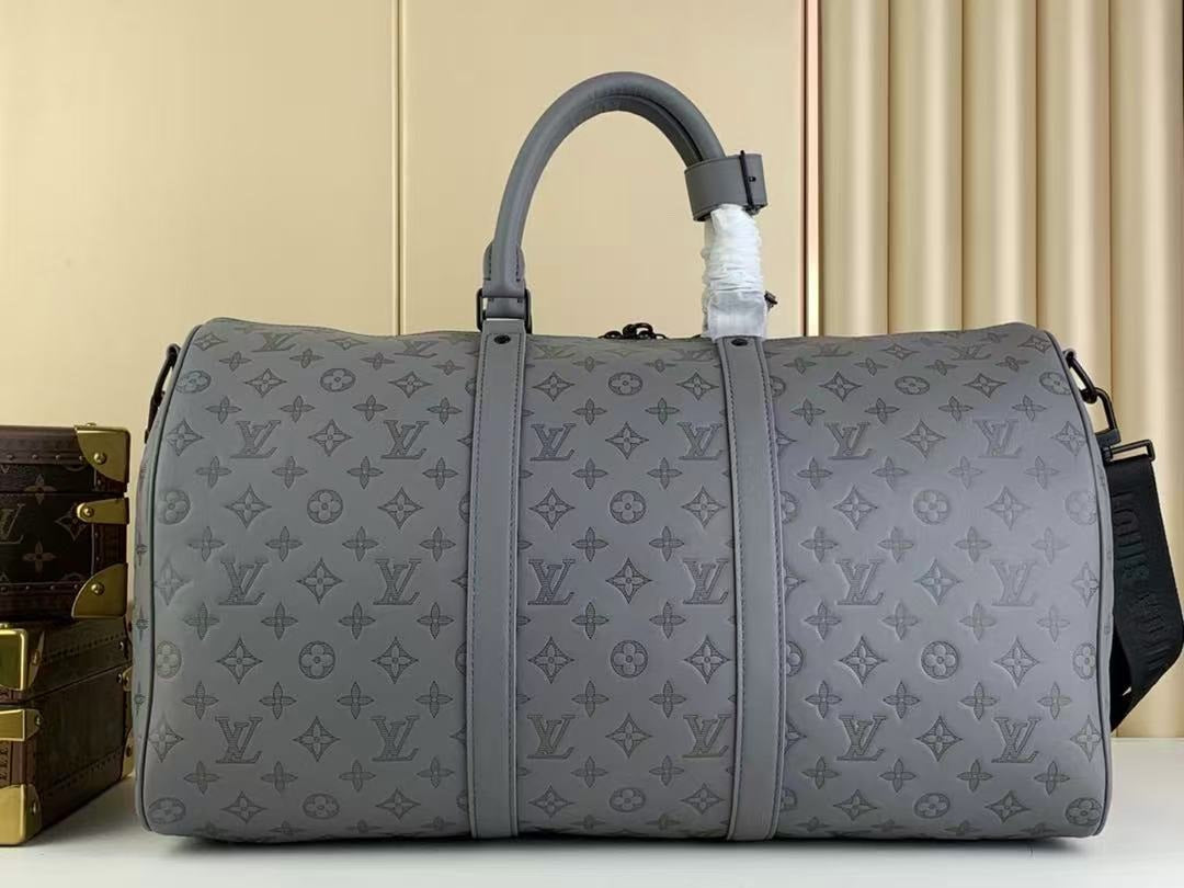 LV  Keepall 50B Anthracite Grey Monogram Shadow Calfskin