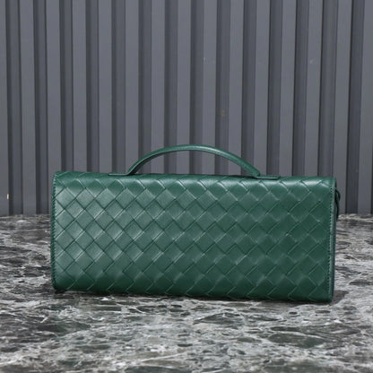 BV Long Clutch Andiamo With Handle 31cm Emerald Green Calfskin Ghw