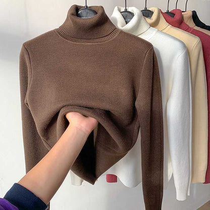 Damen Rollkragenpullover mit Fleecefutter